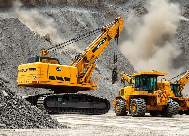 Heavy mining excavator in open pit