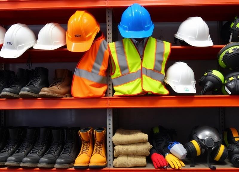 Personal protective equipment on warehouse shelves